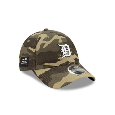 Green Detroit Tigers Hat - New Era MLB Armed Forces Weekend Stretch Snap 9FORTY Adjustable Caps USA1837694